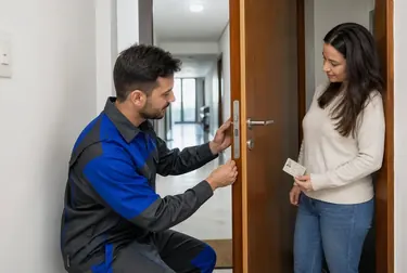 Chaveiro utilizando ferramentas para abrir uma porta em Lauro de Freitas.